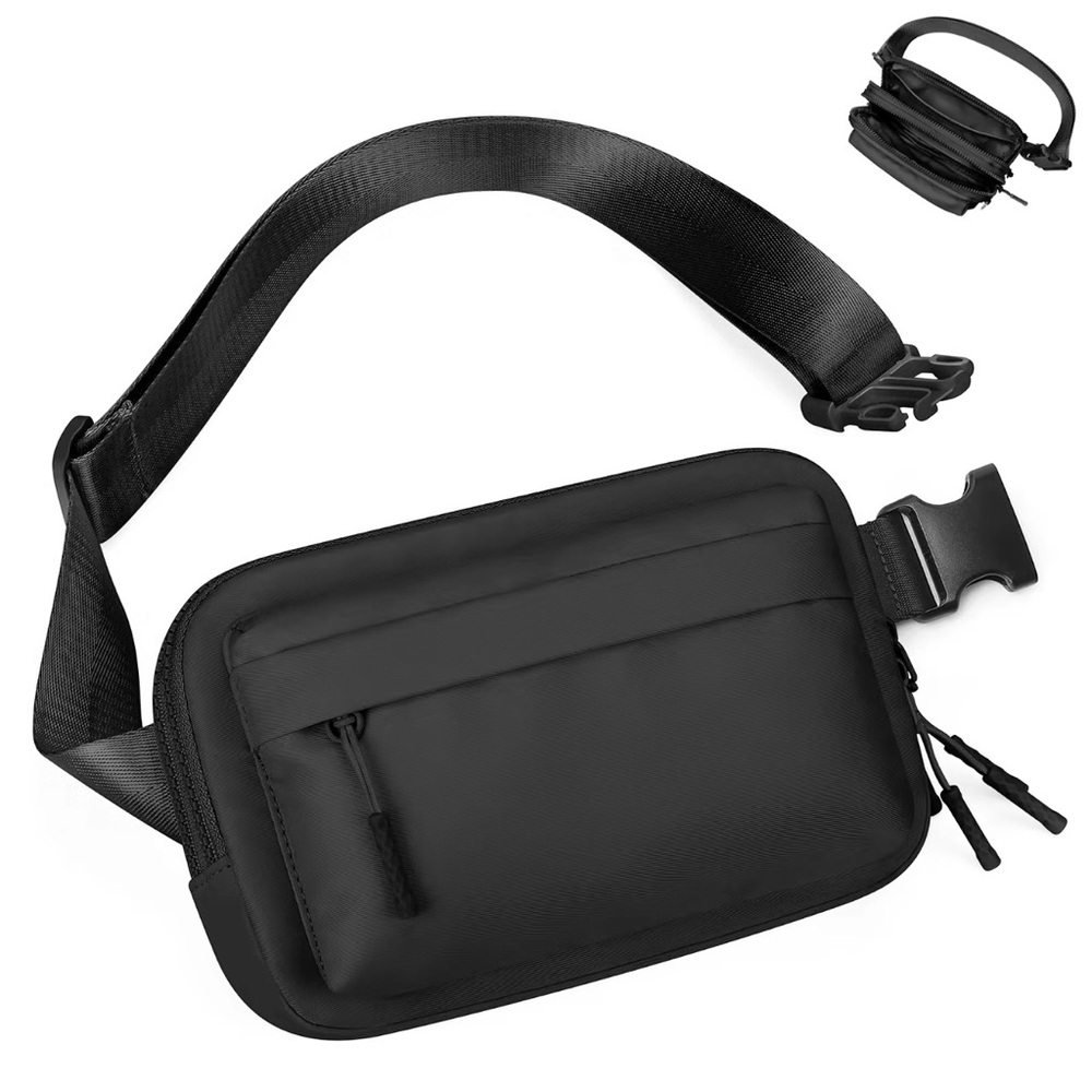 Boutique Bundle of Black Funny Pack & Ivory Cup Holder Crossbody